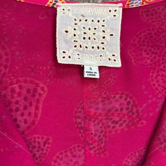 Johnny Was Vesna Pink Floral Print Short Sleeve Silk Mini Dress Size Small - Picture 5 of 9